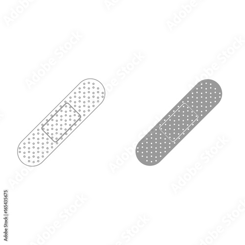 Band aid grey color set icon .