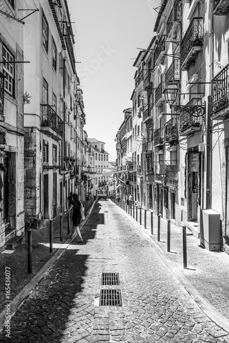 Narrow streets in historic district of Lisbon