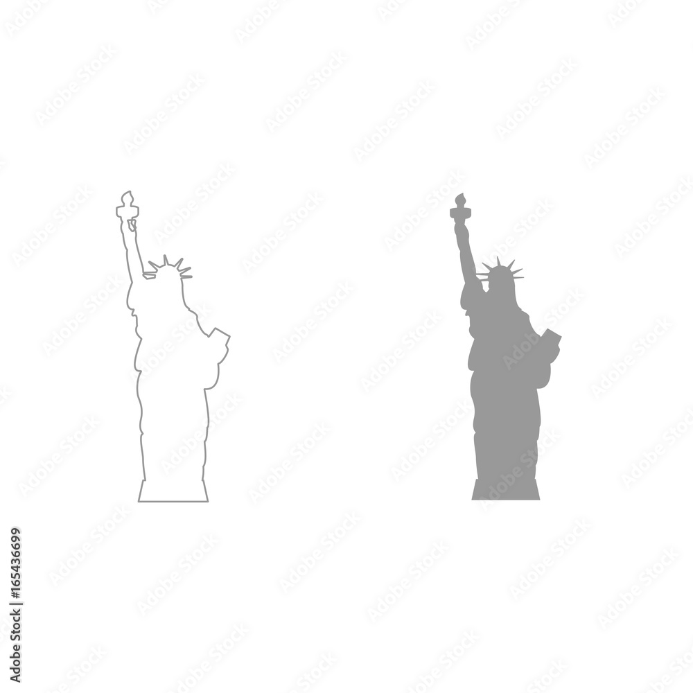 Statue Of Liberty grey color set icon .