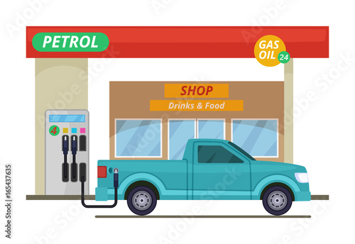 Petrol or diesel station. Vector illustrations in cartoon style