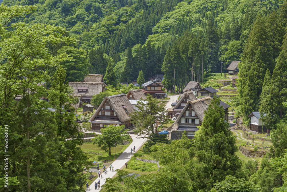 Gassho-zukuri houses in Gokayama Village. Gokayama has been inscribed on the UNESCO World Heritage List due to its traditional Gassho-zukuri houses, alongside nearby Shirakawa-go in Gifu Prefecture.