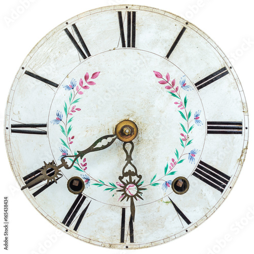 Authentic eighteenth century clock face with flower decoration