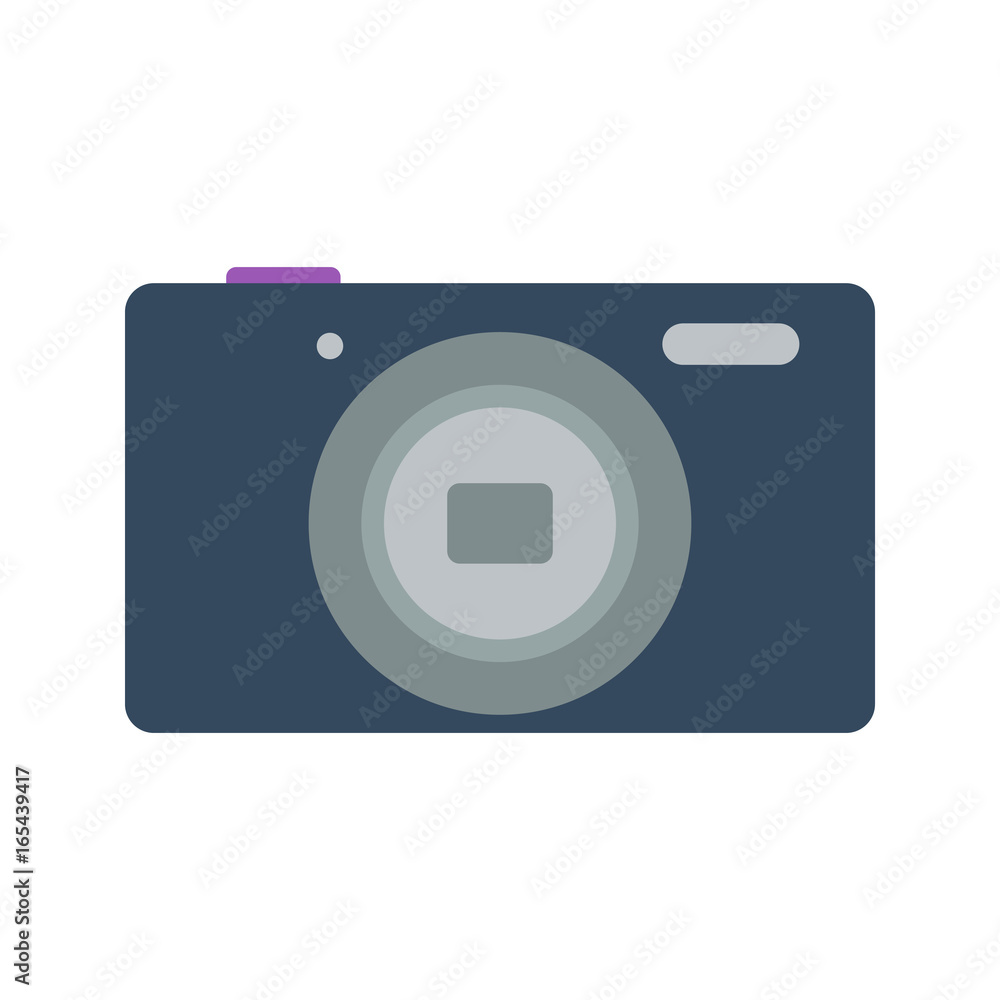 Isolated colored black compact digital camera on white background. Flat design icon. Isolated colored black compact digital camera on white background. Flat design icon.
