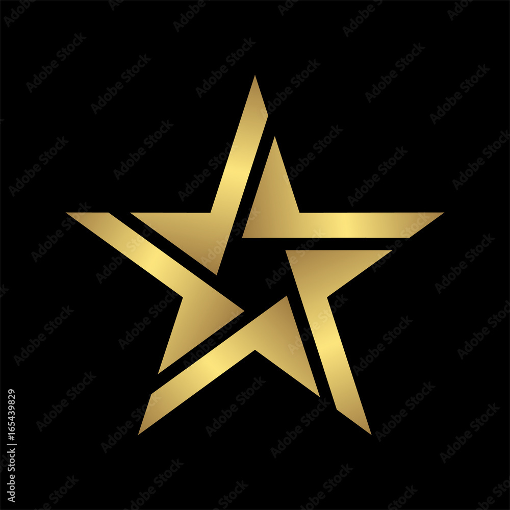 Obraz premium abstract elegant and modern style gold star logo icon isolated in black