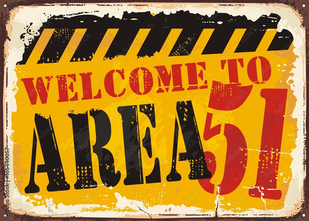 Welcome to area 51 retro road sign concept. - obrazy, fototapety, plakaty 