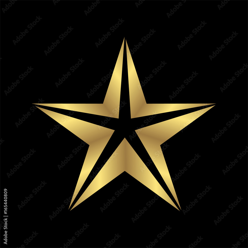 Fototapeta premium gold star logo icon isolated in black