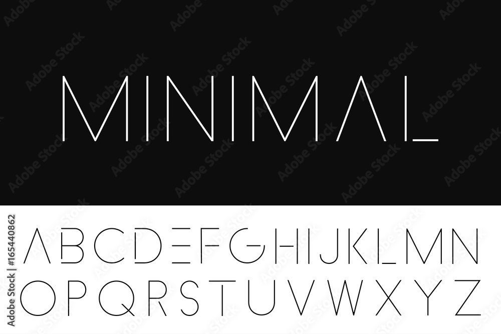 Thin minimalistic font. Elegant english alphabet. - obrazy, fototapety, plakaty 