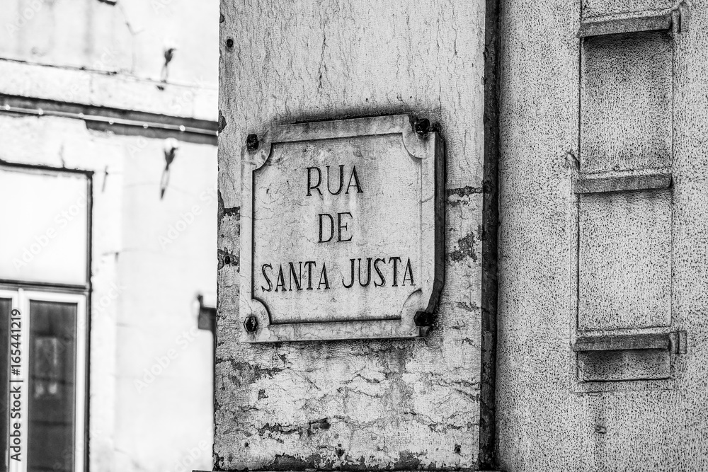 Santa Justa street sign in Lisbon