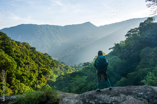 Visitors are standing mountain view on May 03,2016 in Nakhon Si Thammarat,Thailand.