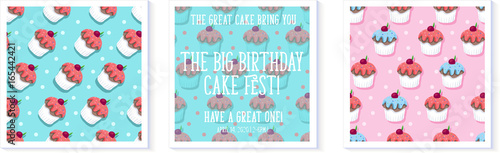 Cupcake Birthday Card Vector