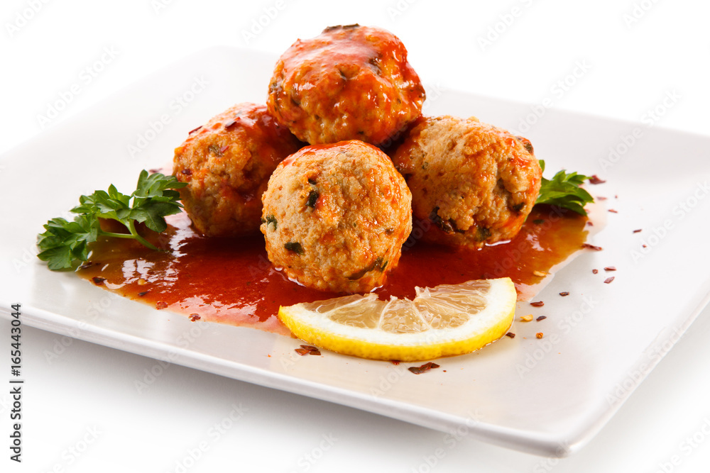Roast meatballs with sauce Roast meatballs with sauce