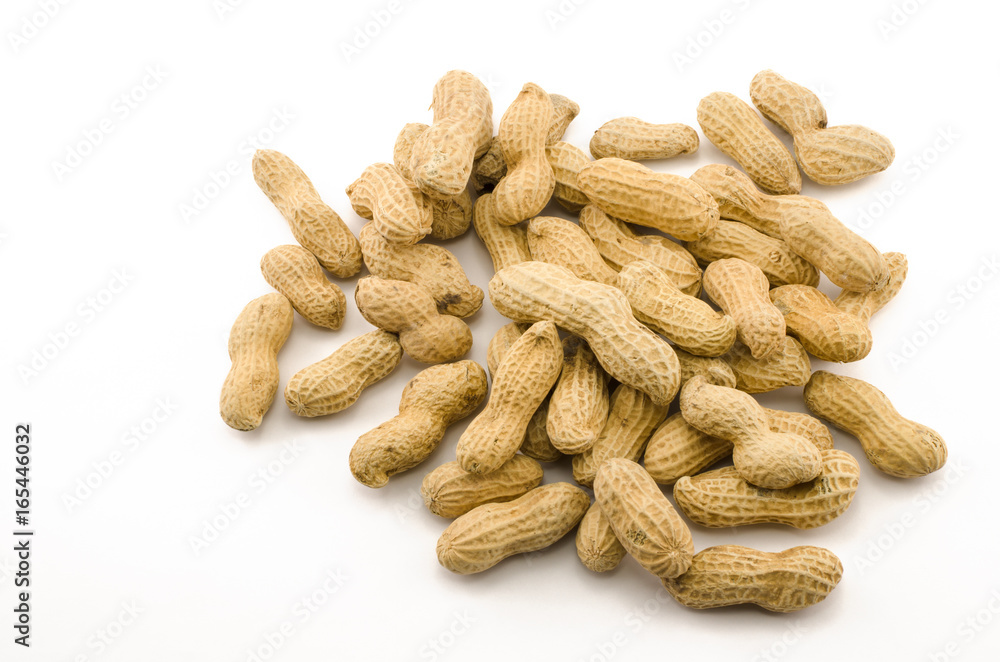 Closeup of Peanuts, isolated on white background Closeup of Peanuts, isolated on white background