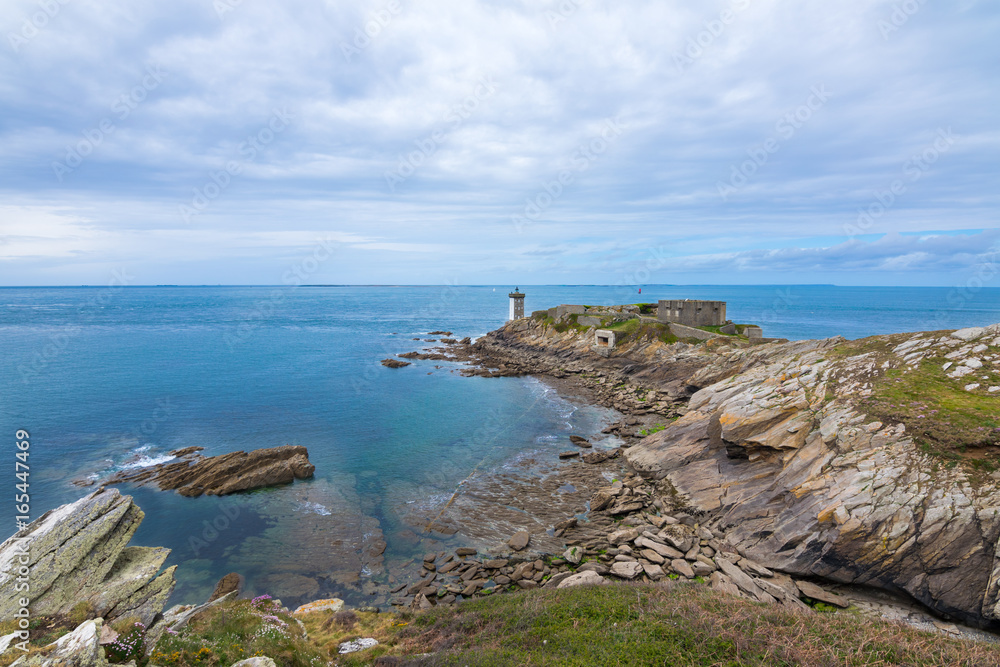 Fototapeta premium Kermorvan Lighthouse (Pointe de Kermorvan), Le Conquet, Britanny, France, Europe