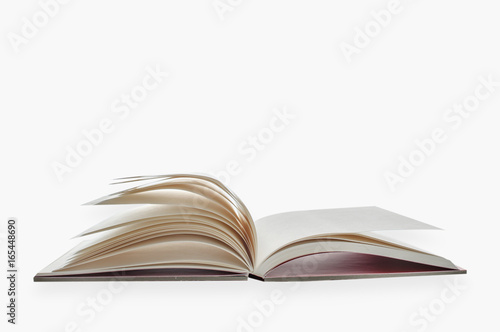 Blank open book isolated on white background, input text idea