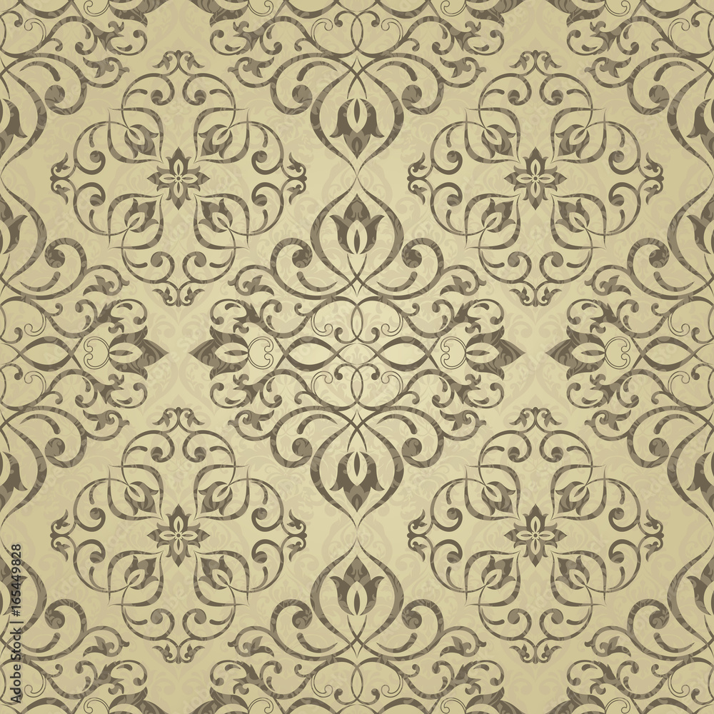 Seamless floral pattern for printing on fabric or paper. Hand drawn background.