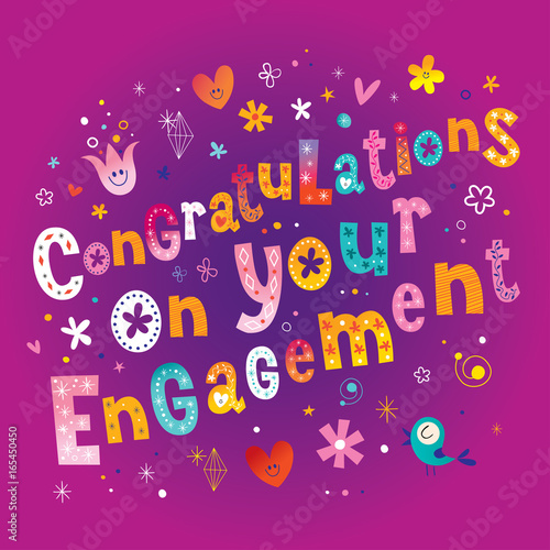 Congratulations on your engagement retro greeting card