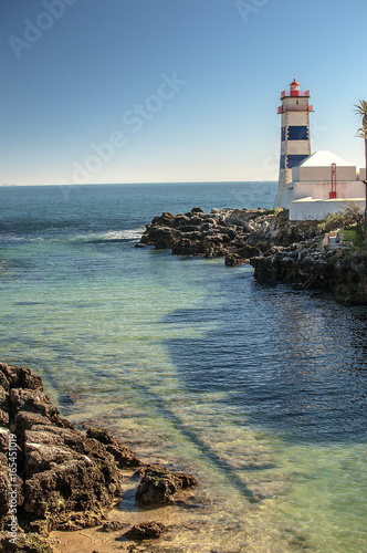 Cascais lighthouse by the coast in Postugal