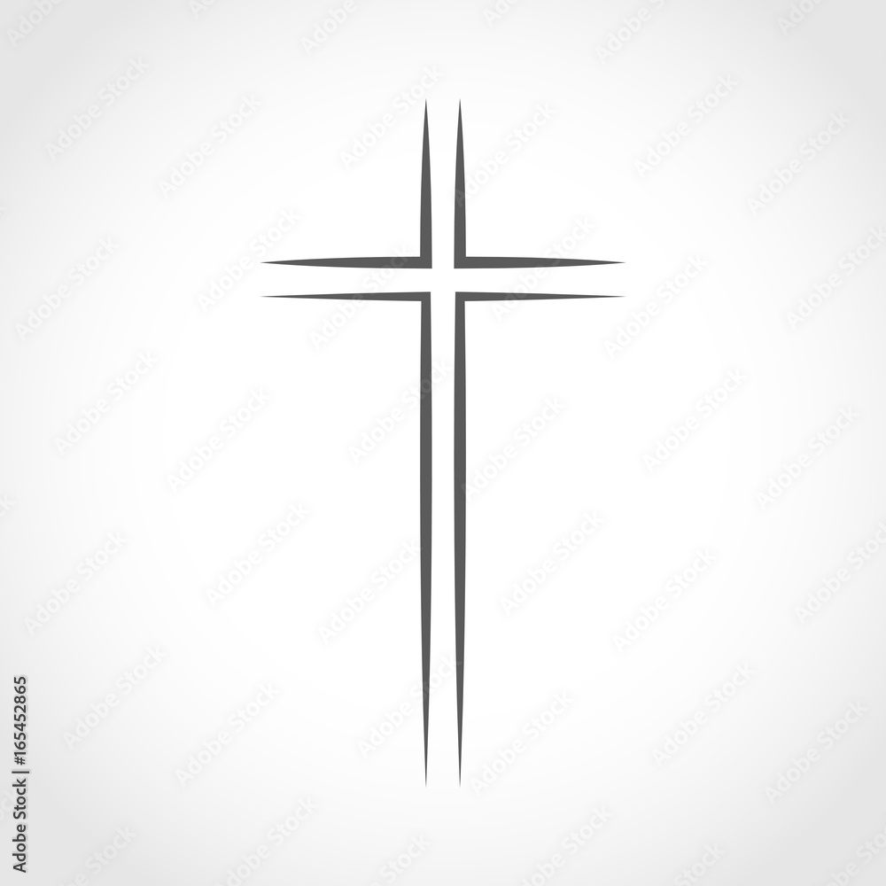 Gray Christian cross icon. Vector illustration.