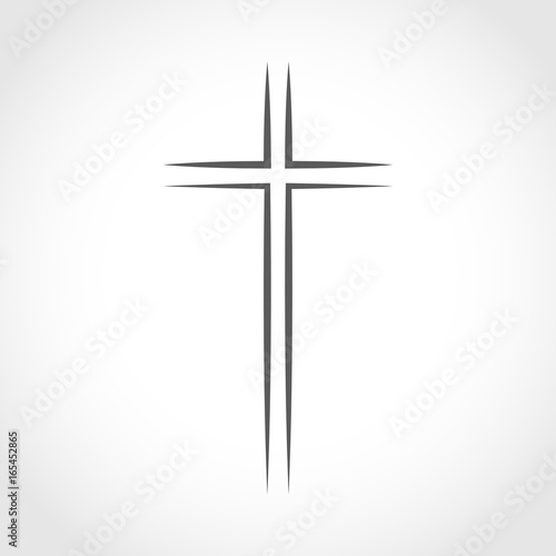 Gray Christian cross icon. Vector illustration.