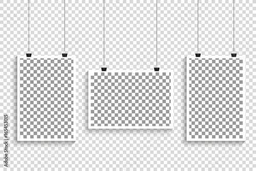 Set of Retro photo frames with pin and shadows. Vector illustration