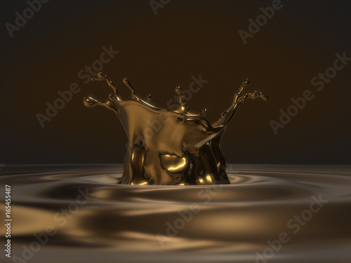 gold splashing,ripples and waves.3D rendering