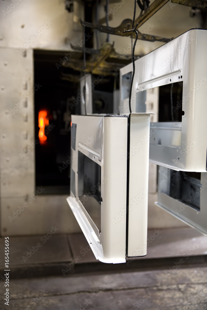 Closeup detail of the stoves in factory Closeup detail of the stoves in factory