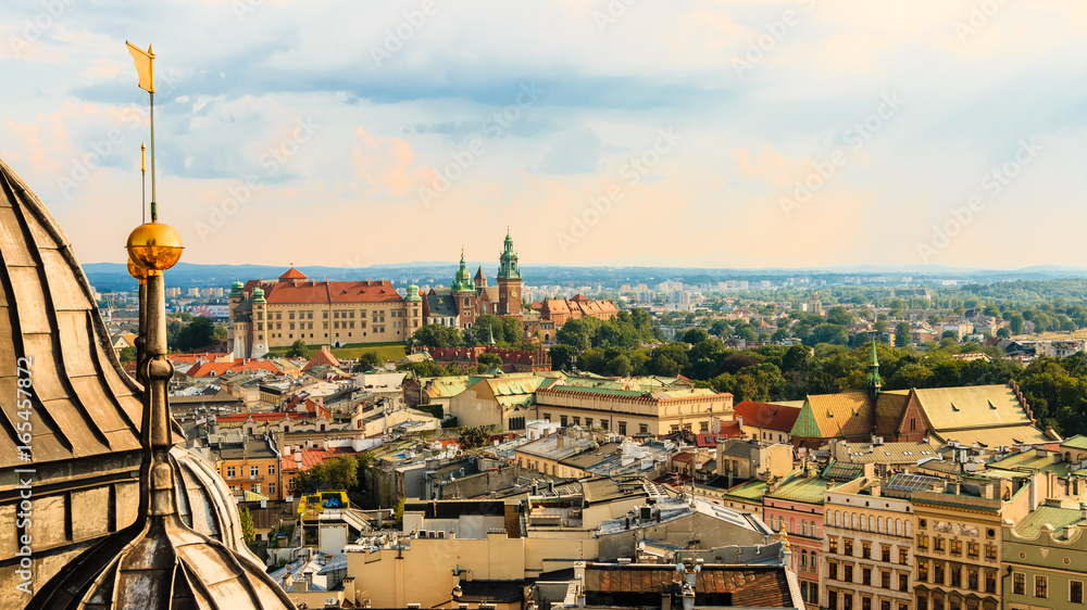Fototapeta premium Krakow. Poland. Summer. Sunset. View of the old town. City landscape.