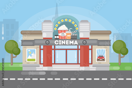 Isolated cinema building.