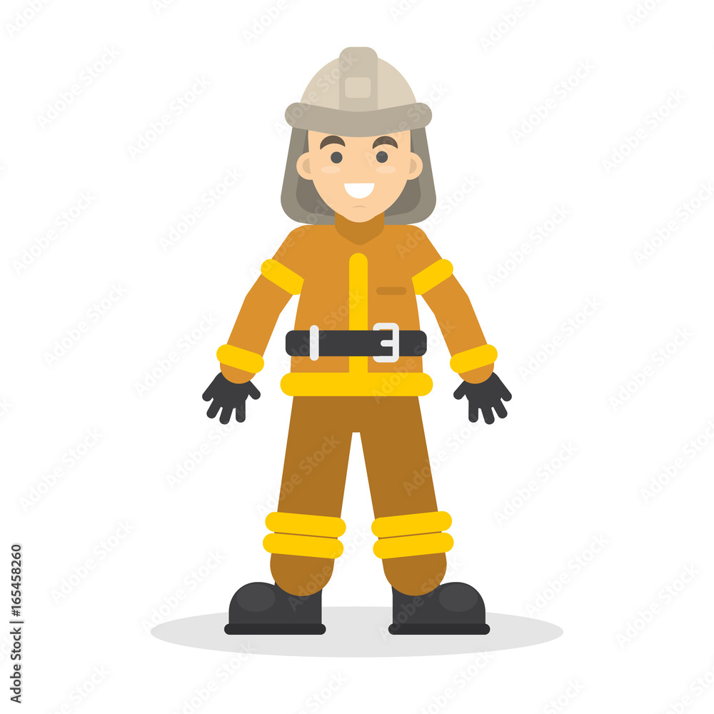 Isolated cartoon firefighter. Isolated cartoon firefighter.