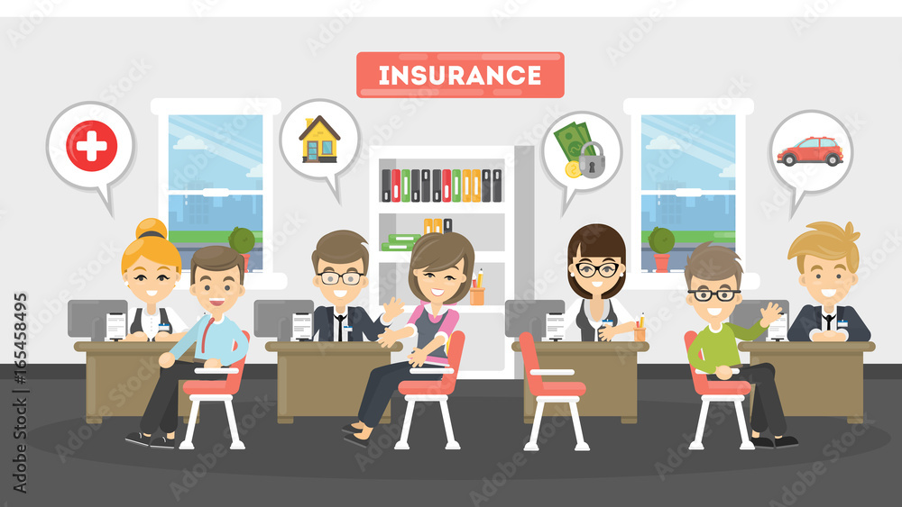 Insurance office illustration.