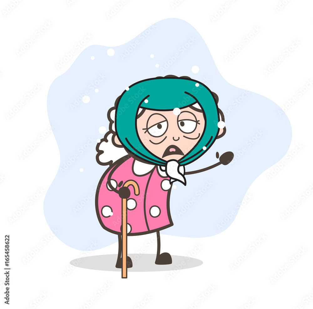 Cartoon Sick Granny Character Vector Illustration Cartoon Sick Granny Character Vector Illustration