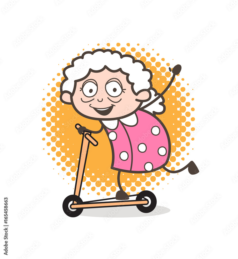 Cartoon Funny Granny Playing Skateboard Vector Illustration Cartoon Funny Granny Playing Skateboard Vector Illustration