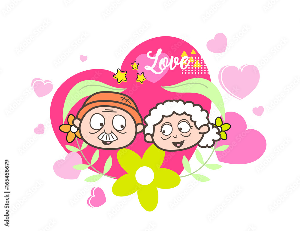 Cartoon Old Lover Characters Vector Illustration Cartoon Old Lover Characters Vector Illustration