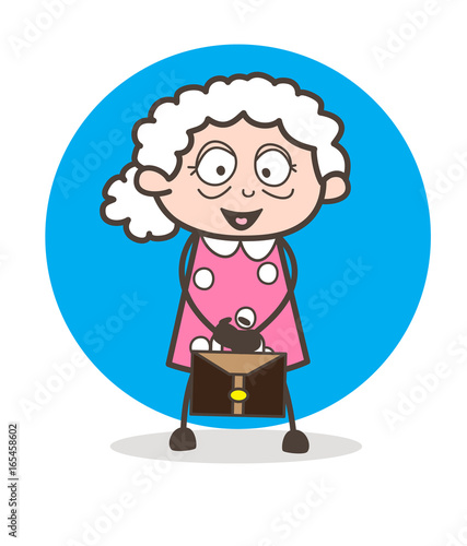 Cartoon Old Businesswoman Vector Illustration