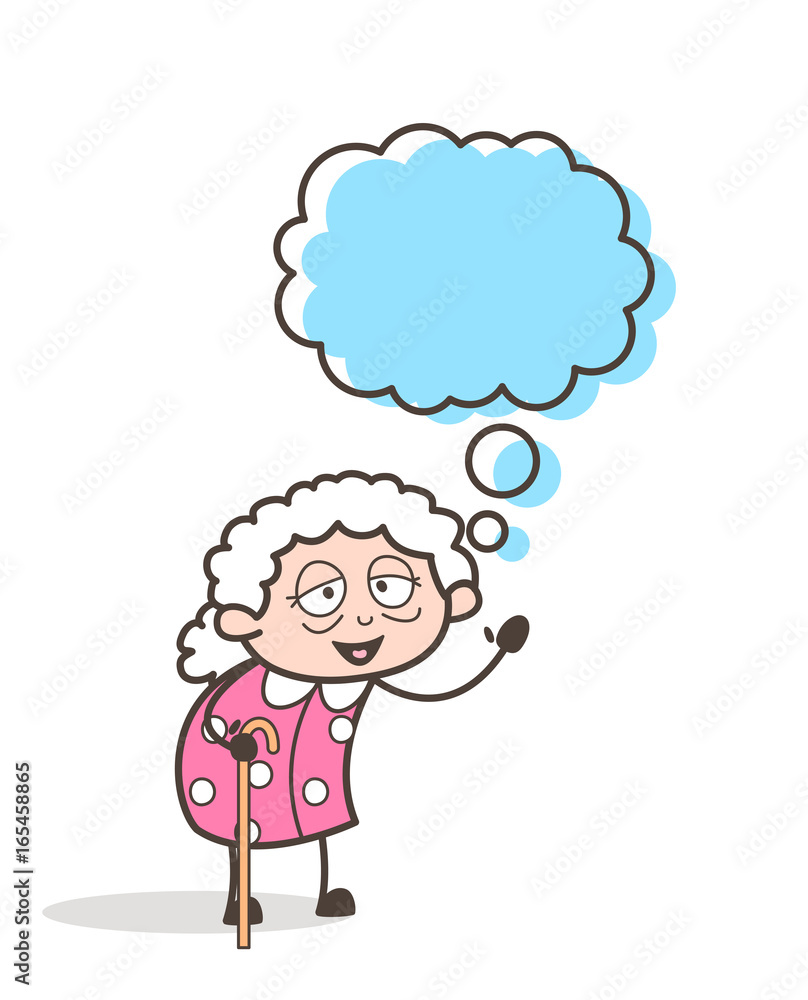 Cartoon Grandma with Thought Bubble Vector Illustration Cartoon Grandma with Thought Bubble Vector Illustration