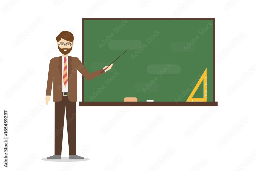 Teacher with chalkboard. Teacher with chalkboard.