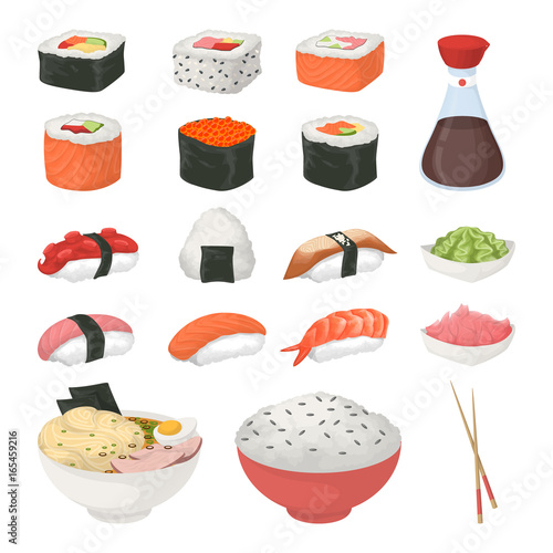Sushi set on white.
