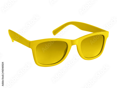 Yellow sunglasses isolated on white