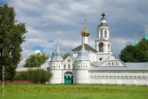 Holy gate, and St. Nicholas church of the Svyato-Vvedensky Tolgsky convent in the summer landscape. Yaroslavl, the Golden ring of Russia