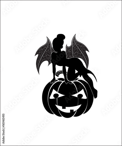 Halloween fairy on pumpkin