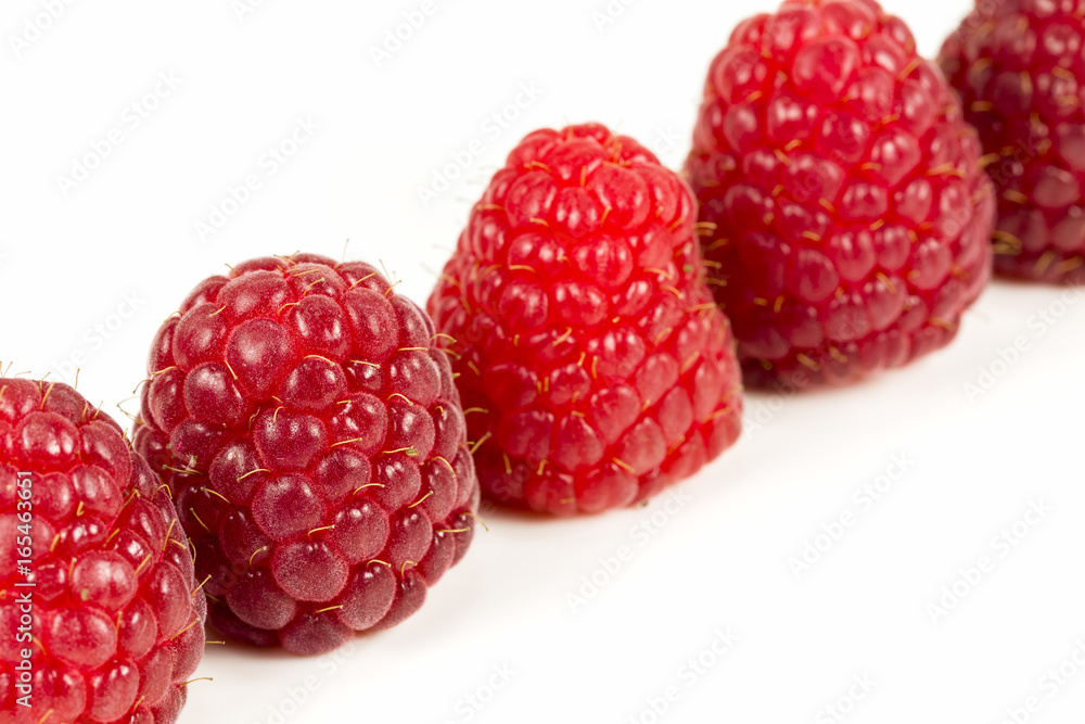 fresh red raspberries isolated on white background fresh red raspberries isolated on white background