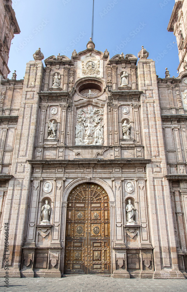 Doors of colonial temple morelia michoacan., Mexico