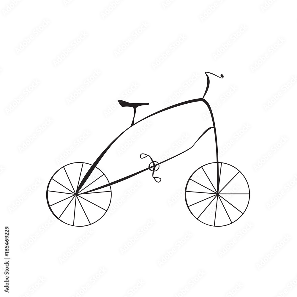 Black Cartoon Style Bike Isolated on White Background Vector Illustration