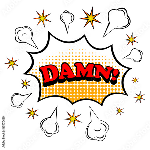 DAMN! Comic book explosion. Vector illustration.