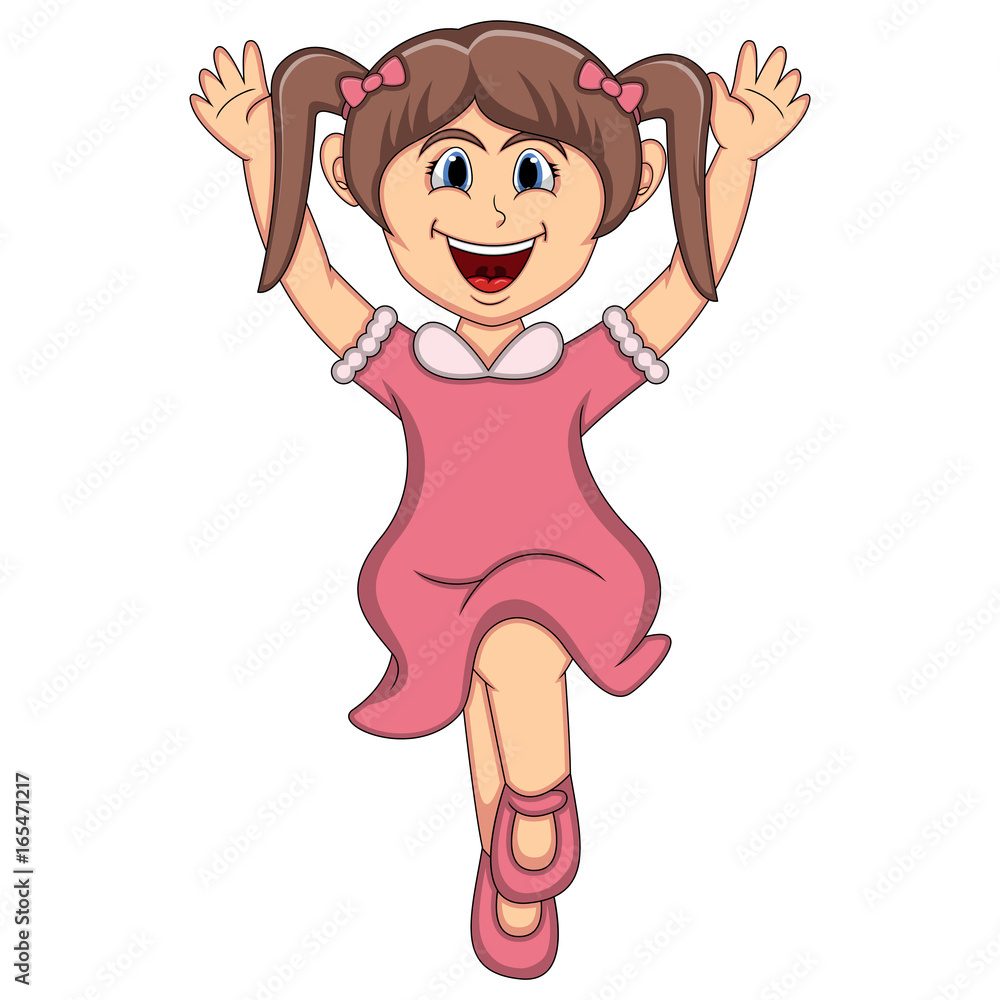Little girl jump cartoon