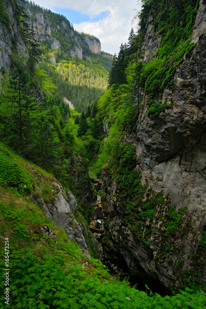 Devil's Throat Cave, or Dyavolsko Garlo, Bulgaria, Western Rhodopes. Summer day in Bulgaria. River Landscape with green hills. Travelling Balkan, Europe. Water, blue sky, clouds. Mountains, Europe Devil's Throat Cave, or Dyavolsko Garlo, Bulgaria, Western Rhodopes. Summer day in Bulgaria. River Landscape with green hills. Travelling Balkan, Europe. Water, blue sky, clouds. Mountains, Europe