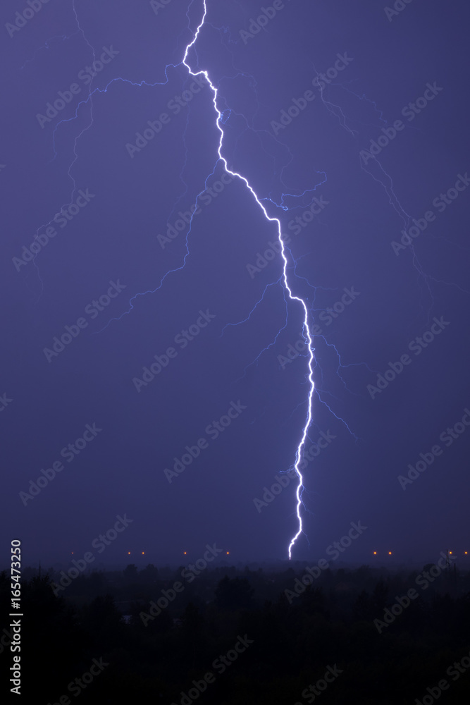Single lightning in stormy sky Single lightning in stormy sky