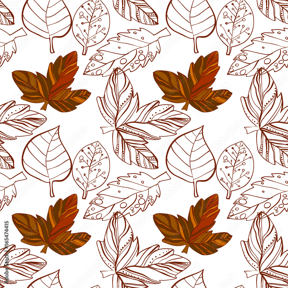 illustration of Autumn graphic with color stylize seamless pattern. Doodle design for backdrop. Drawing leaves, foliage of maple nature. illustration of Autumn graphic with color stylize seamless pattern. Doodle design for backdrop. Drawing leaves, foliage of maple nature.