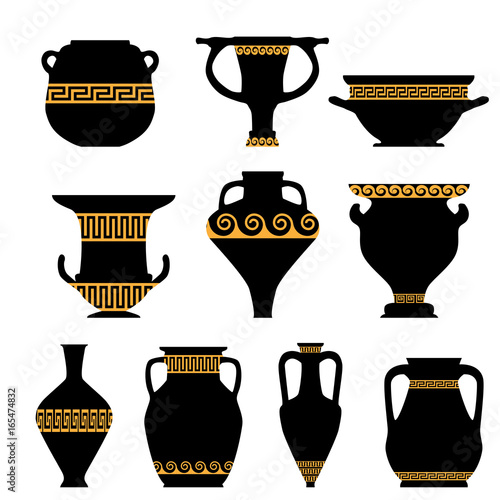 Antique ceramics, vector silhouettes