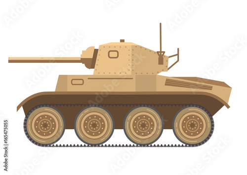 The English military tank of World War II the average military in desert a camouflage vector in flat style.Weapon concept for your design